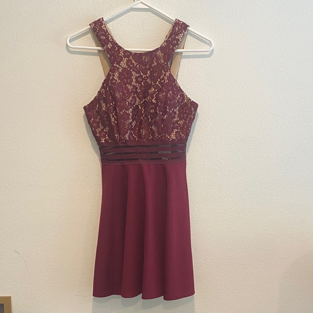 Speechless Burgundy Lace Mini Dress